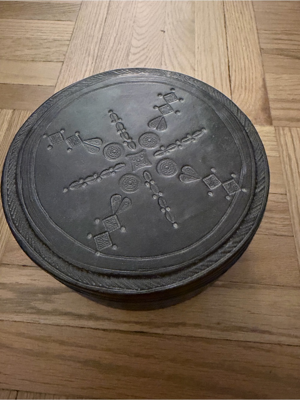 West African Hand-tooled leather storage box